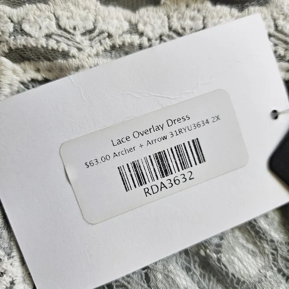 NWT Archer+Arrow Lace Overlay Midi Dress - Picture 14 of 16